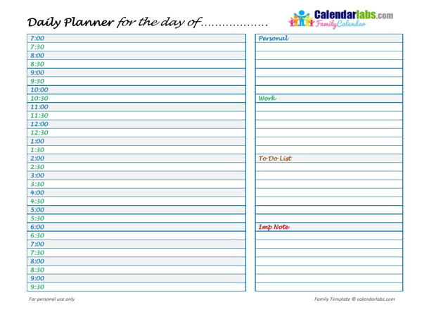 2029 Family Daily Planner