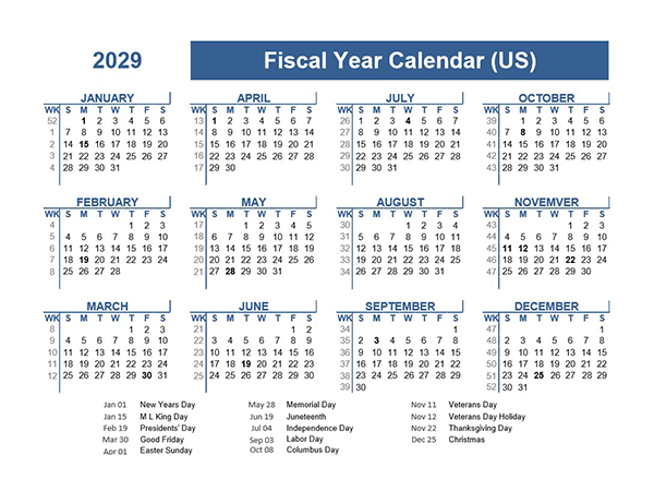 2029-2030 Fiscal Planner USA