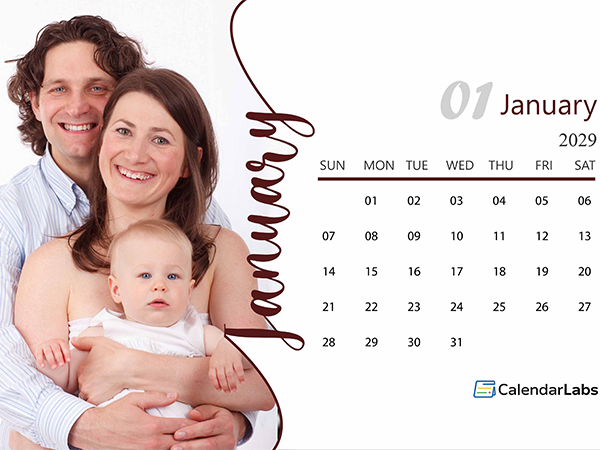 2029 Landscape Printable Photo Calendar