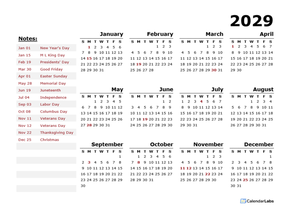 2022 Year OpenOffice Calendar Template With US Holidays