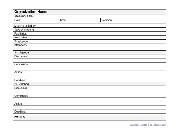 Business Meeting Minutes Templates