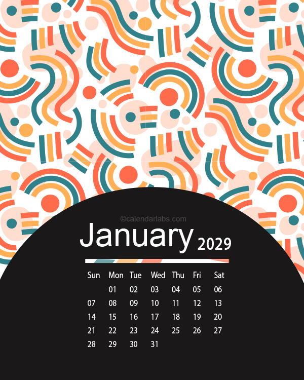 Cute Festive Season 2029 Pattern Calendar