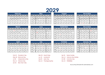 2029 Accounting Calendar 4-5-4