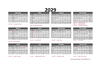 2029 Accounting Calendar 5-4-4