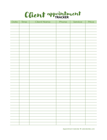 2029 Appointment Calendar Template