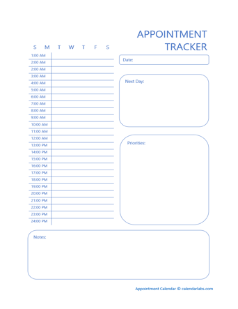 2029 Appointment Tracker Calendar