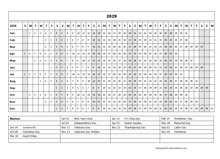 2029 Calendar Template Year At A Glance