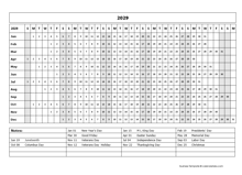 2029 Calendar Template Year At A Glance