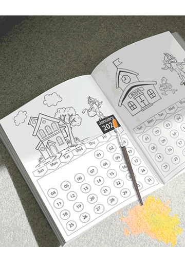 2029 Cartoon Character Coloring Calendar