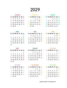 2029 Colorful Yearly Excel Calendar