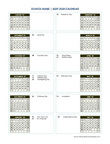 2029 Editable Yearly Calendar Aug-July