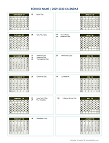 2029 Editable Yearly Calendar Sep-Aug