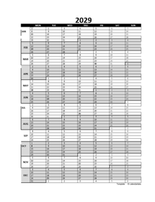 Free 2029 Excel Calendar For Project Planning