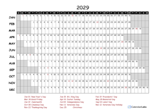 2029 Excel Calendar Project Timeline