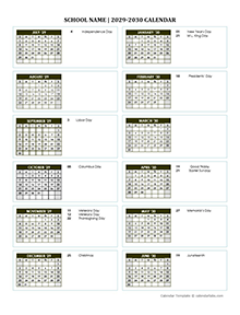 2029 Free School Yearly Calendar Jul