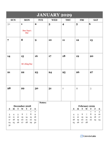2029 Google Docs Monthly Planner