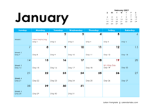 2029 Julian Monthly Calendar