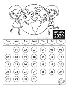 2029 Kids Coloring Book Calendar