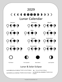 2029 Lunar Calendar Phases By Month