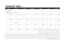 Editable 2029 Monthly Calendar Excel Template
