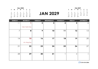 2029 Monthly Planner Word Template