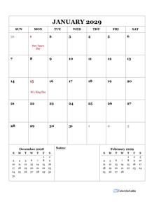 2029 Monthly Planner With US Holidays