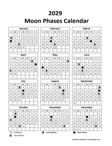 2029 Moon Calendar Phases With Signs