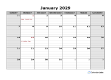 2029 Printable Landscape Monthly Calendar