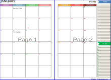 2029 Two Page Monthly Spreadsheet Calendar
