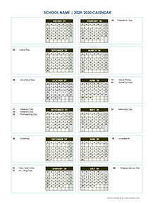 2029 Vertical Yearly Calendar Aug-July