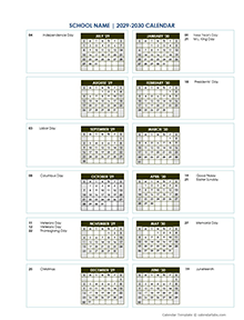 2029 Vertical Yearly Jul-Jun Calendar