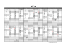 Editable 2029 Yearly Excel Scheduling Calendar
