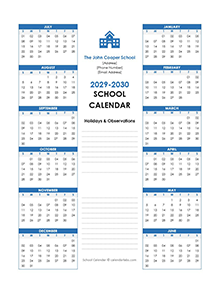 2029 Yearly Free Editable School Jul-Jun Calendar