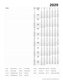 2029 Yearly Project Planning Template
