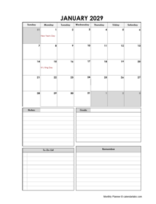 At A Glance 2029 Monthly Planner