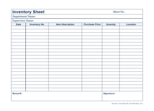 Business Inventory Template