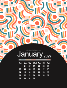 Cute Festive Season 2029 Pattern Calendar
