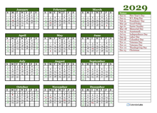 Free Editable 2029 Yearly Word Calendar