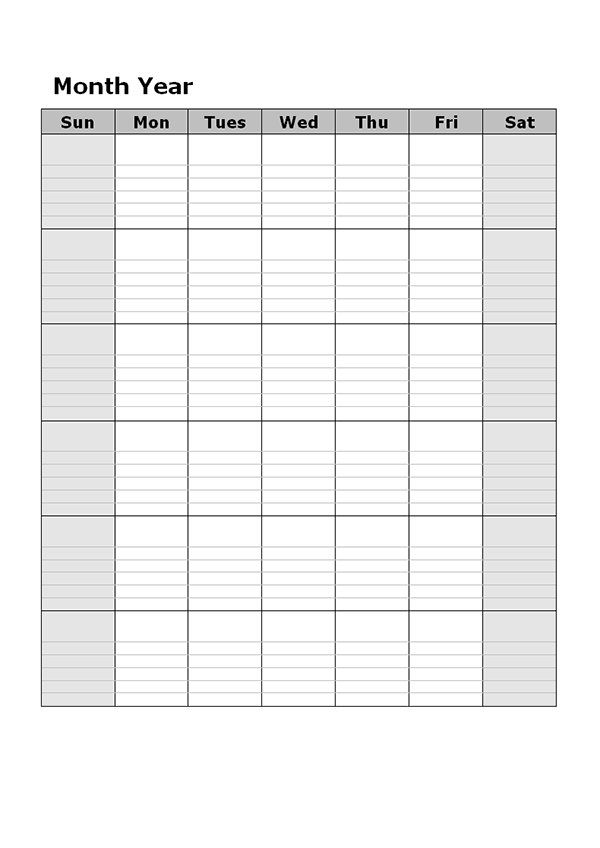 Monthly Blank Calendar In Multi Color Monday Free Printable Templates