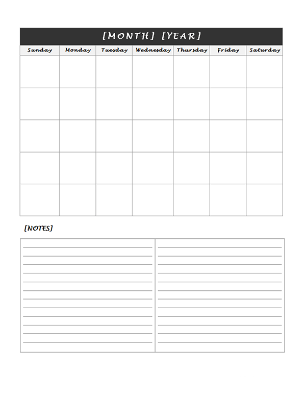 Monthly Blank Calendar In Multi Color Sunday Free Printable Templates