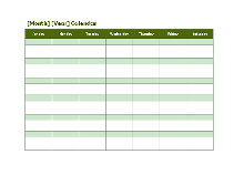 Monthly Blank Calendar in Green Shade