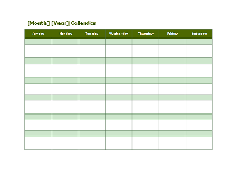 monthly blank calendar green shade