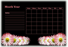 Monthly Blank Calendar in Designer Black