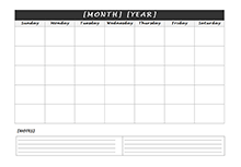 monthly blank calendar with notes