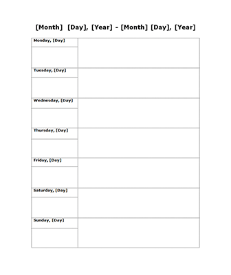 empty schedule planner