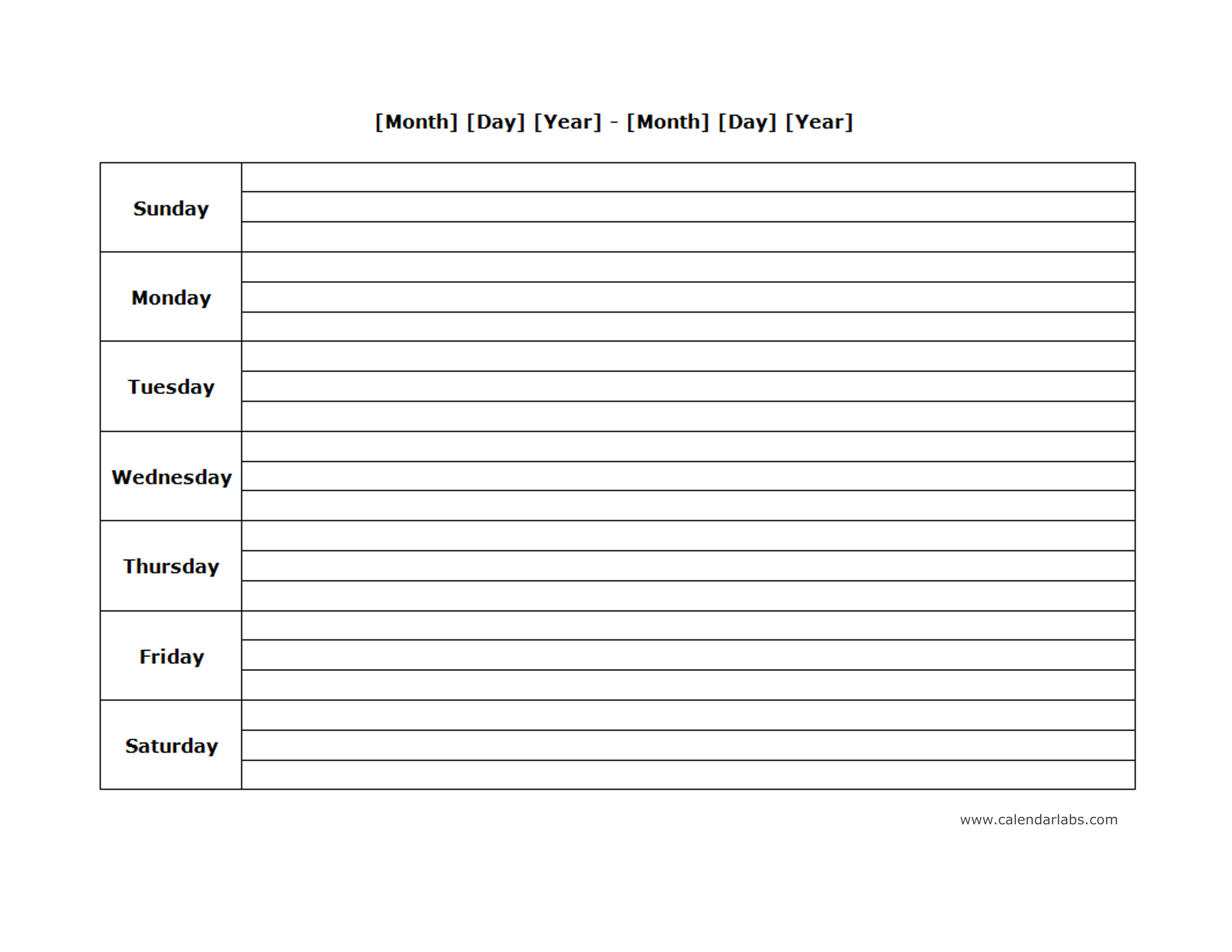 weekly blank calendar landscape 02 free printable templates