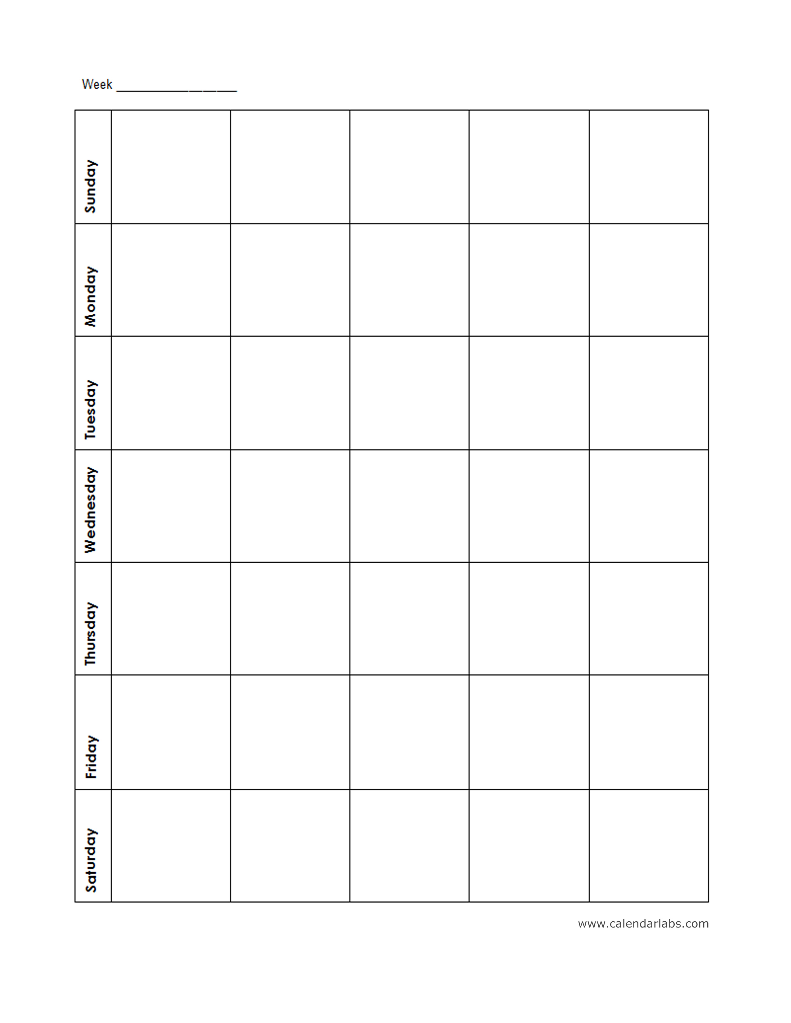 Weekly Blank Calendar Potrait Classic - Free Printable Templates2550 x 3300