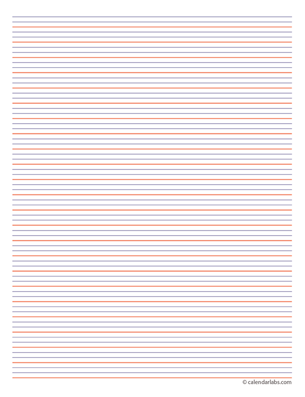 10pt Color Lined Paper Printable A4