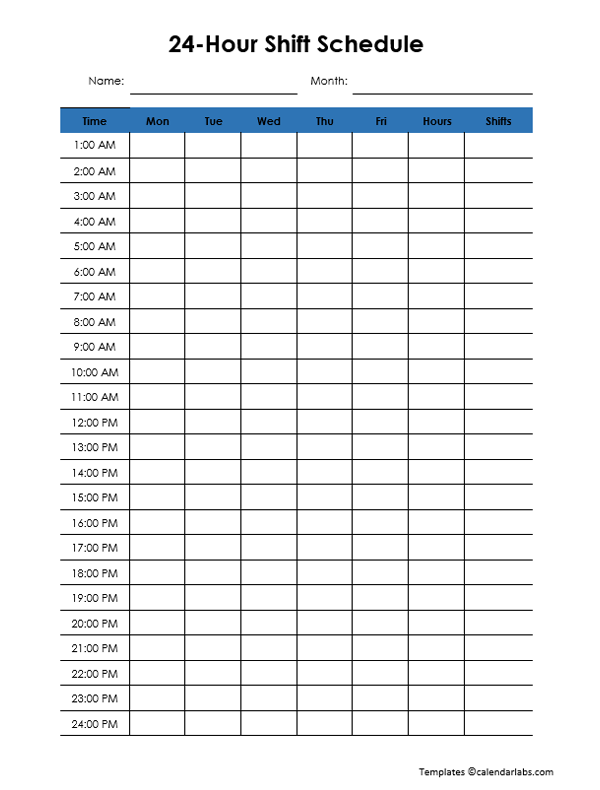 24 Hours Shift Schedule Template - Free Printable Templates
