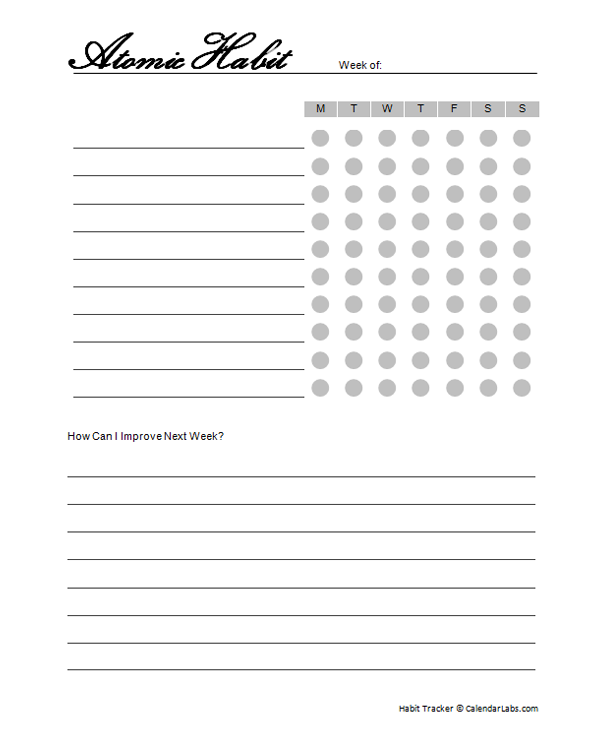 Free Atomic Habits Cheat Sheet Worksheets Scorecard 23 Atomic Habits 